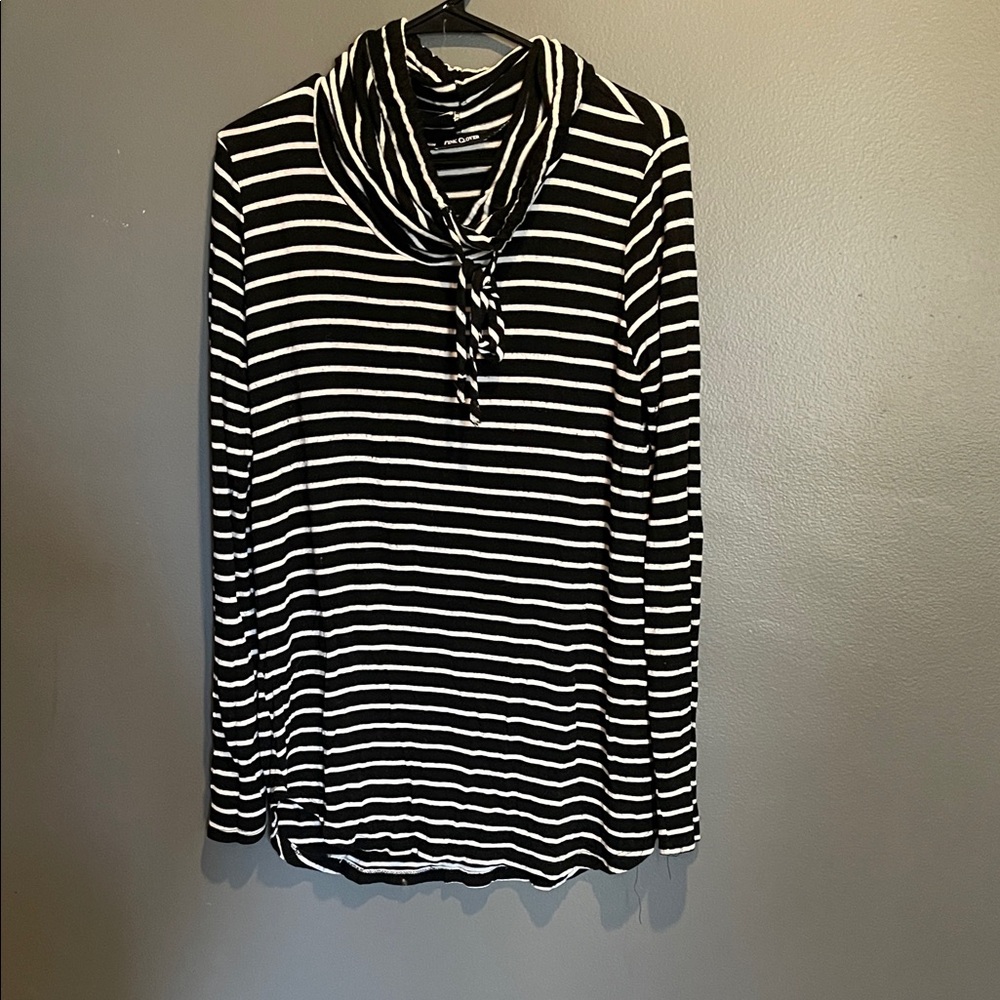 Pink Clover Monochrome Striped Cowl Neck Top